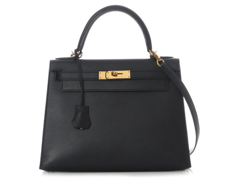Hermès Black Sombrero Kelly 28
