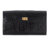 Hermès Black Shiny Alligator Kelly Pocket Long Wallet