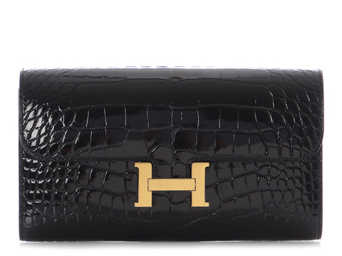 Hermès Black Shiny Alligator Constance To Go
