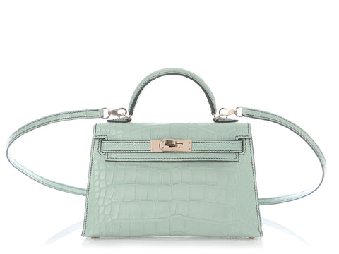 Hermès SO Mini Vert d’Eau Matte Alligator Kelly 20