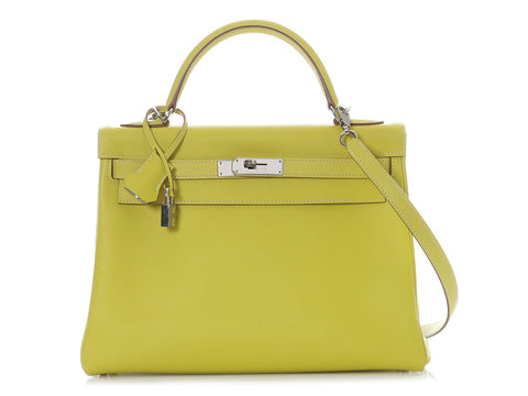 Hermès Lime Epsom and Gris Perle Candy Collection Kelly 32