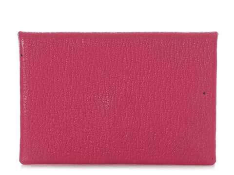 Hermès Pink Chèvre Calvi Card Holder