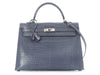 Hermès Bleu Brighton Shiny Porosus Crocodile Kelly 35
