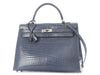 Hermès Bleu Brighton Shiny Porosus Crocodile Kelly 35