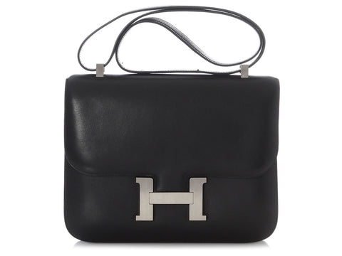 Hermès Vintage Black Barenia Constance 25