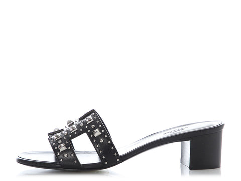 Hermès Black Médor Oasis Sandals