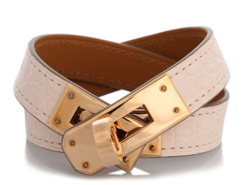 Hermes Kelly Double Tour in Rose Eglantine Boreal Alligator