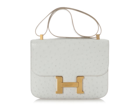 Hermès Vintage White Ostrich Constance 23