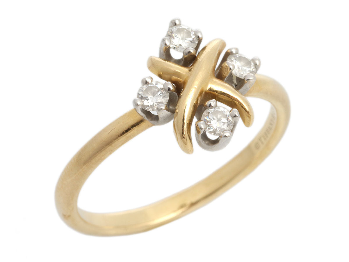 Tiffany Co. Two Tone Schlumberger Diamond Lynn Ring