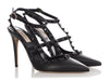 Valentino Matte Black Rockstud Ankle Strap Pumps