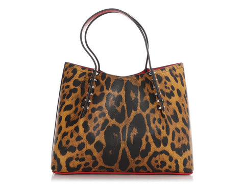 Christian Louboutin Leopard Print Spiked Cabarock Tote