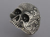 David Yurman Sterling Silver Black Diamond Waves Skull Ring