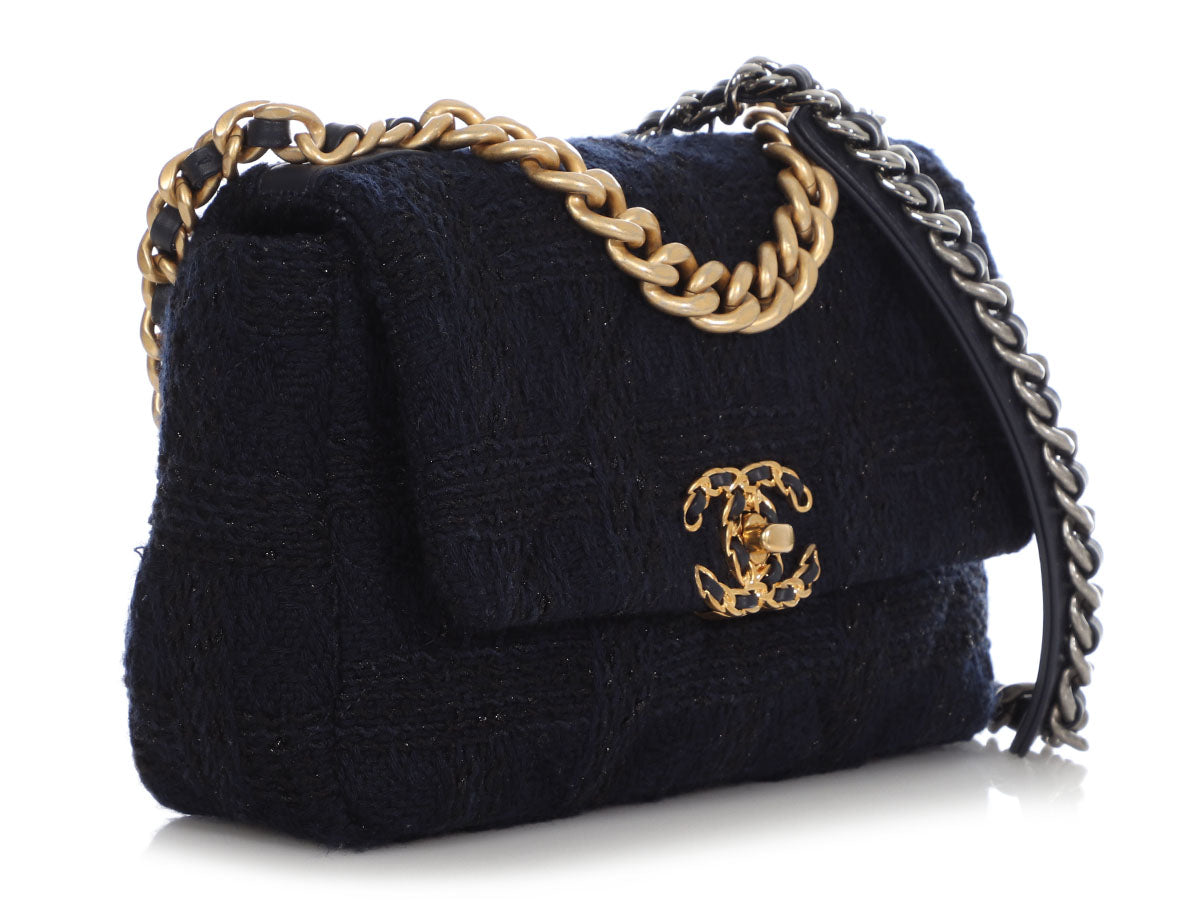 Chanel Small Navy Tweed 19 Flap