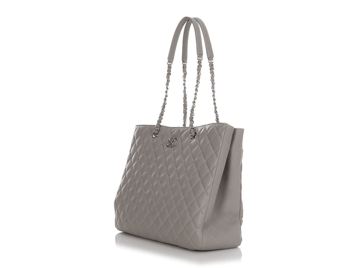 Chanel Large Gray Lambskin Shopping Tote