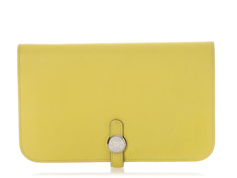 Hermès Lime Evercolor Dogon Duo Wallet
