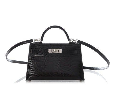 Hermès Mini Black Lizard Kelly 20