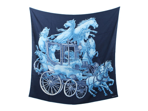 Hermès Grand Carrosse Royal Cashmere Silk Shawl 100cm