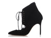 Manolo Blahnik Black Suede Lace-Up Booties