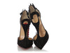 Christian Louboutin Black Suede Goldostrap 100 T-Strap Pumps