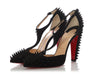 Christian Louboutin Black Suede Goldostrap 100 T-Strap Pumps