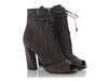 Prada Gray Suede Lace-Up Open-Toe Booties