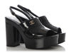 Chanel Black Patent Slingback Platform Sandals