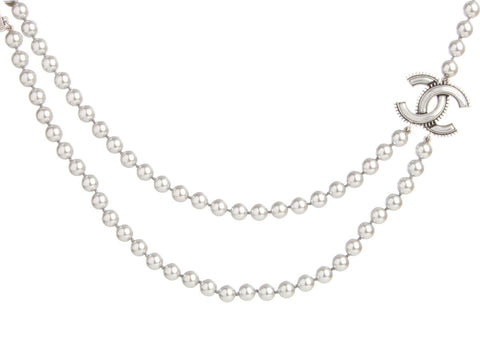 Chanel Silver Pearl Necklace