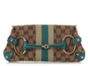 Gucci Small Teal and Monogram Horsebit Clutch
