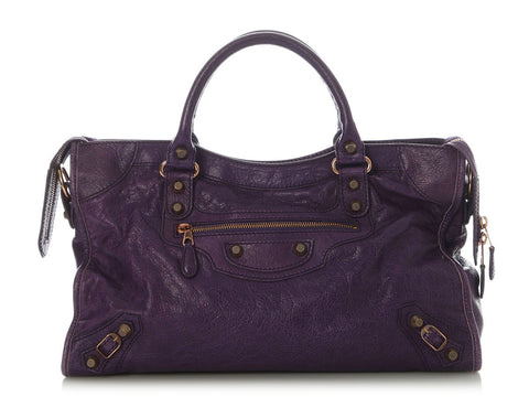 Balenciaga 2012 Dark Violet Agneau Giant 12 City