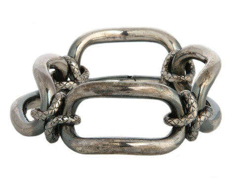 Bottega Veneta Large Link Sterling Silver Bracelet