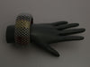 Bottega Veneta Sterling Silver Mesh Inlay Wide Bangle