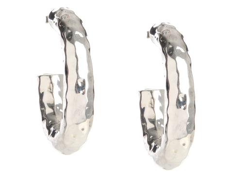 Ippolita Large Hammered Sterling Silver Oval Classico Hoop Earrings