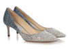 Jimmy Choo Silver and Dusk Blue Fireball Glitter Romy 60 Pumps