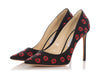 Jimmy Choo Black Embroidered Satin Floral Pumps