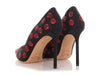 Jimmy Choo Black Embroidered Satin Floral Pumps