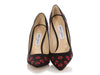 Jimmy Choo Black Embroidered Satin Floral Pumps