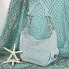 Judith Leiber Blue Leather Wave Shoulder Bag