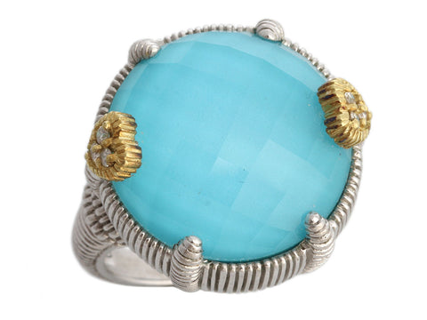 Judith Ripka Two-Tone Turquoise Doublet Ring