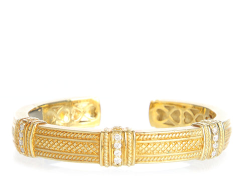 Judith Ripka 18K Yellow Gold Diamond Cuff