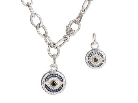 Judith Ripka Evil Eye Bracelet and Pendant Set