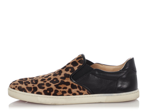 Christian Louboutin Leopard Print Calf Hair Master Key Sneakers