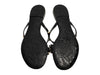 Valentino Black Rubber Rockstud Bow Thong Sandals