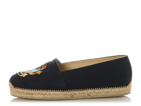 Christian Louboutin Navy Louganis Flat OIona Espadrilles