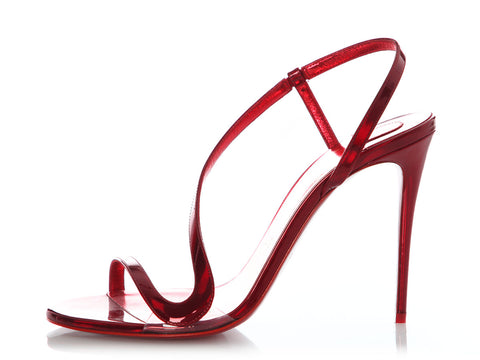 Christian Louboutin Metallic Loubi Patent Rosalie 100 Sandals