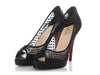 Christian Louboutin Black Satin Mesh Beaded Pumps