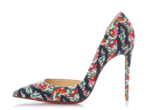Christian Louboutin Denim Floral Iriza 100 Pumps