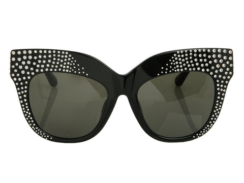 Linda Farrow Black Crystal Dunaway Cat Eye Sunglasses