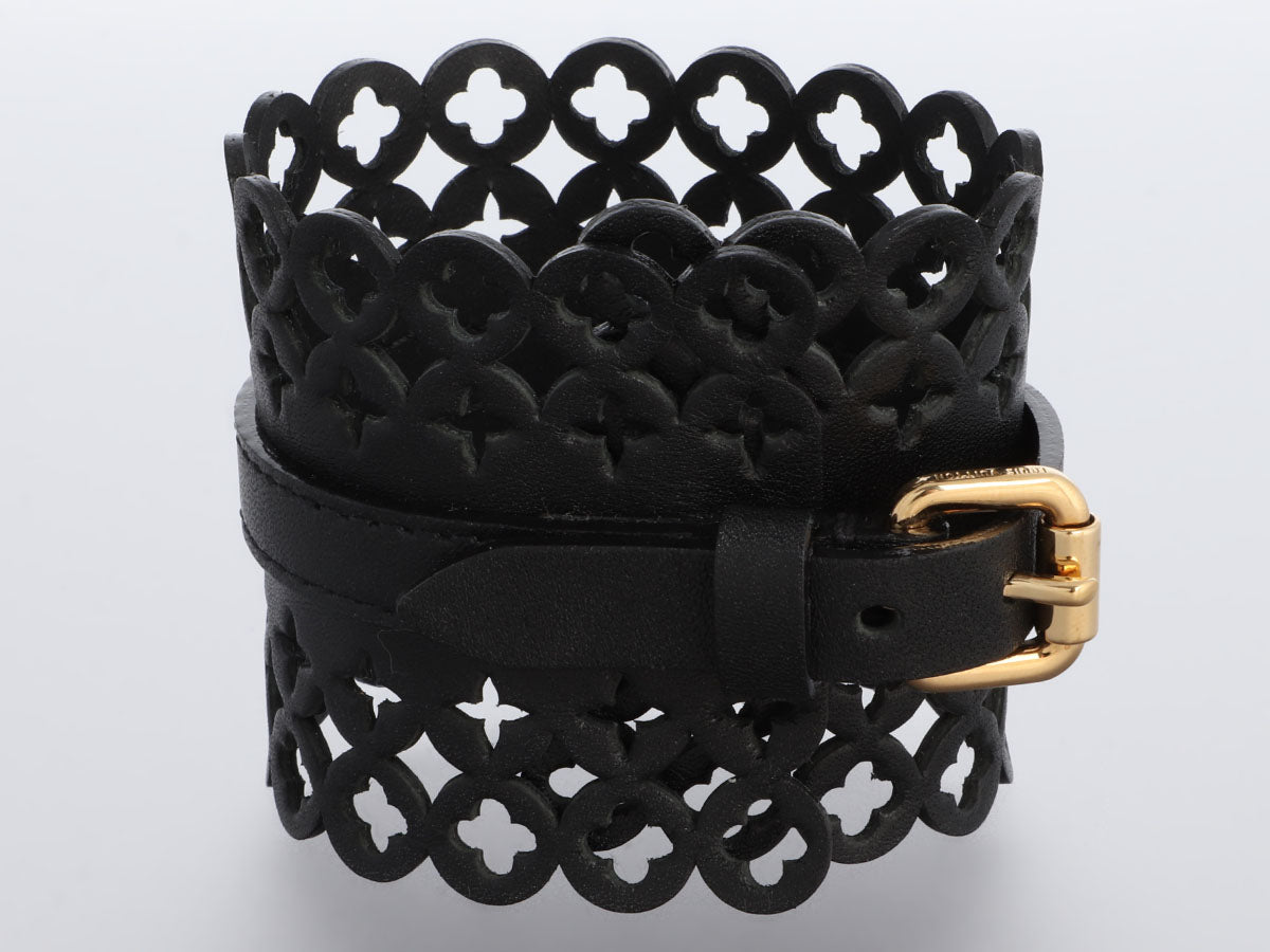 lv bracelet black leather