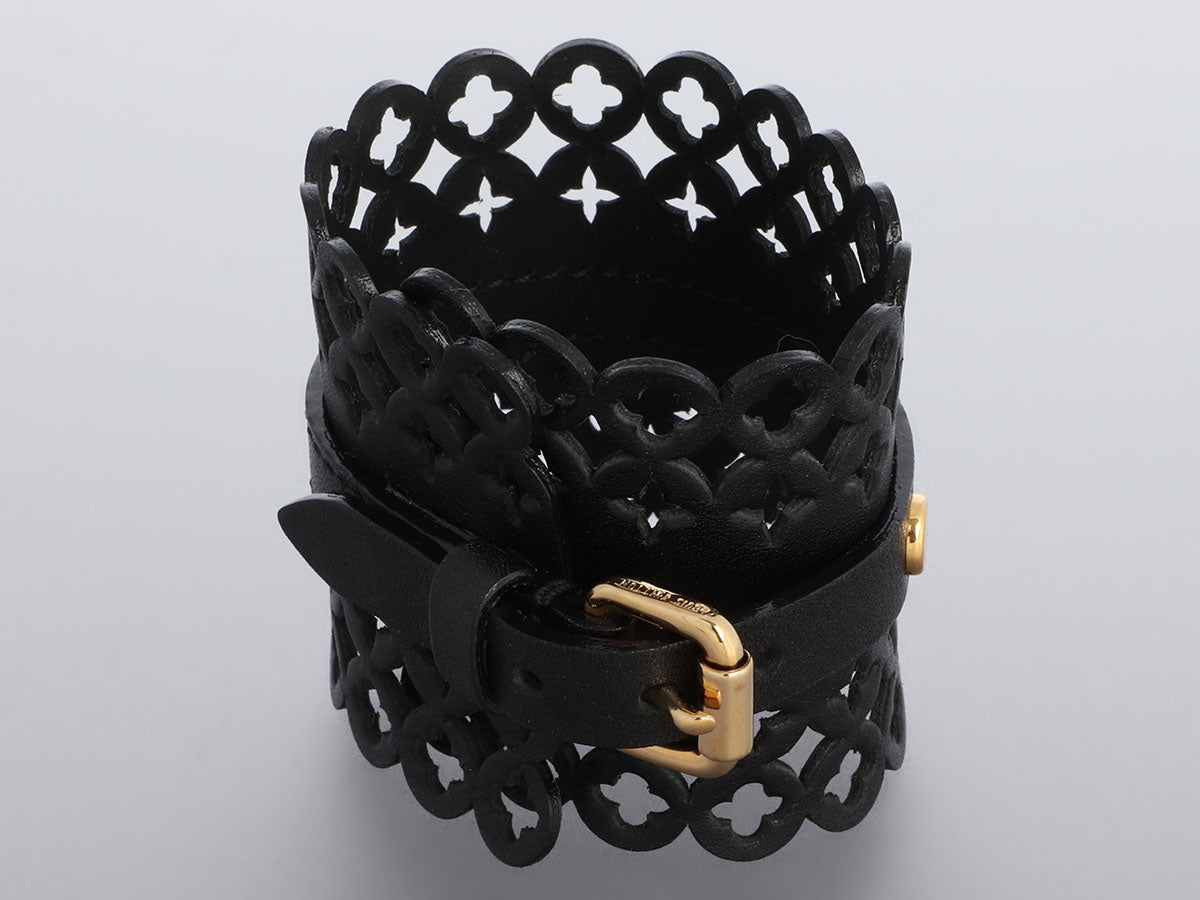 LOUIS VUITTON Flower Black Bangle Bracelet