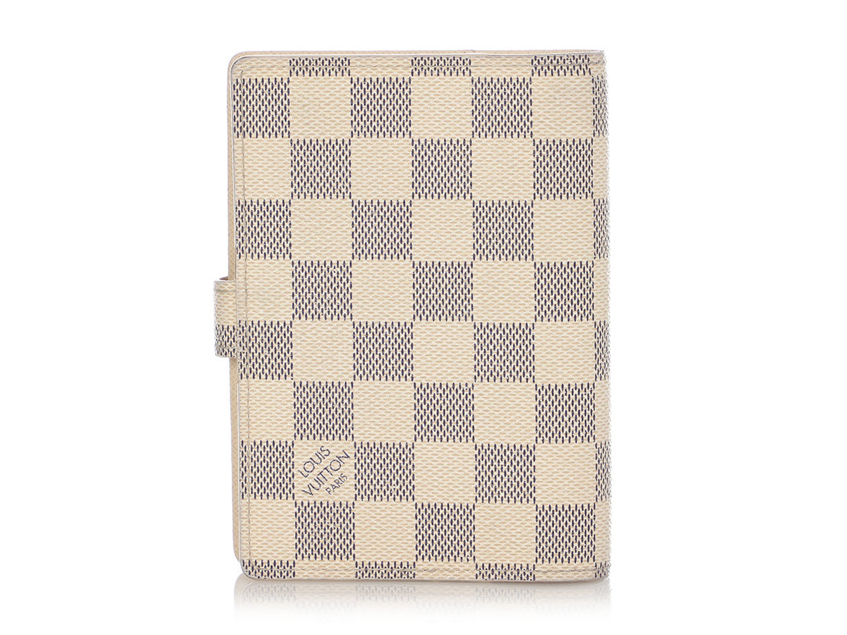 Small Ring Agenda Cover Damier Azur Canvas - Personalisation